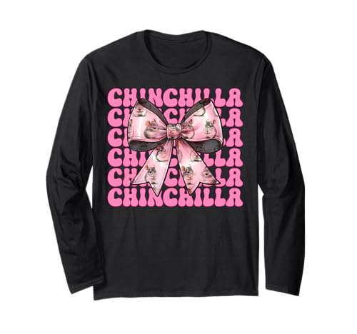Chinchilla Pet Girl Mom Rosa Kokette Schleife Langarmshirt von Womens Pink Coquette Bow Chinchilla Pet Gifts