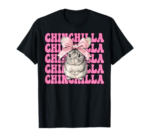Chinchilla Pet Girl Mom Rosa Kokette Schleife T-Shirt von Womens Pink Coquette Bow Chinchilla Pet Gifts