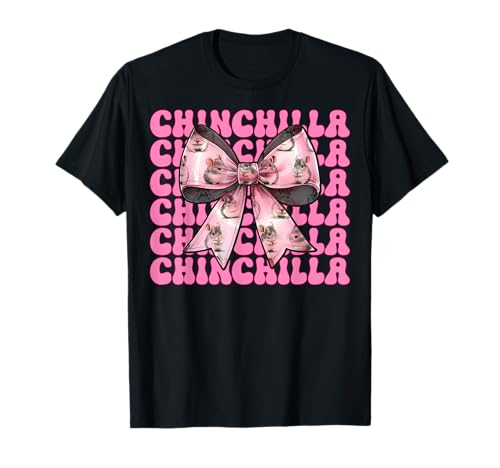 Chinchilla Pet Girl Mom Rosa Kokette Schleife T-Shirt von Womens Pink Coquette Bow Chinchilla Pet Gifts