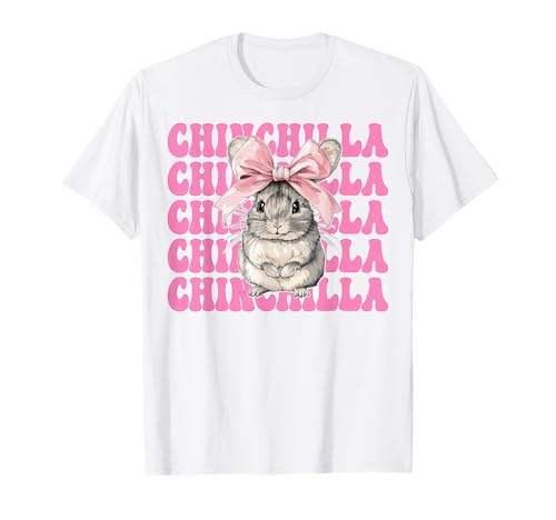 Chinchilla Pet Girl Mom Rosa Kokette Schleife T-Shirt von Womens Pink Coquette Bow Chinchilla Pet Gifts