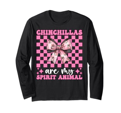 Chinchillas Are My Spirit Animal Chinchilla Pet Girl Mama Langarmshirt von Womens Pink Coquette Bow Chinchilla Pet Gifts