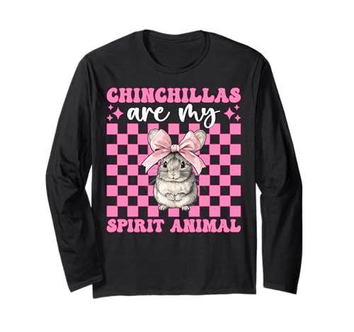 Chinchillas Are My Spirit Animal Chinchilla Pet Girl Mama Langarmshirt von Womens Pink Coquette Bow Chinchilla Pet Gifts