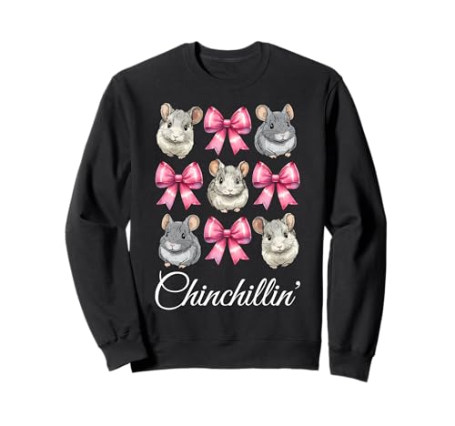 Chinchillin' Lustige Chinchilla Pet Girl Mom Coquette Bow Sweatshirt Chinchillin' Lustige Chinchilla Pet Girl Mom Coquette Bow Sweatshirt von Womens Pink Coquette Bow Chinchilla Pet Gifts