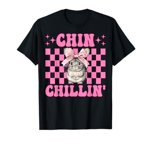 Chinchillin' Lustige Chinchilla Pet Girl Mom Coquette Bow T-Shirt von Womens Pink Coquette Bow Chinchilla Pet Gifts