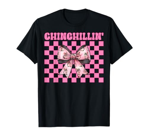 Chinchillin' Lustige Chinchilla Pet Girl Mom Coquette Bow T-Shirt von Womens Pink Coquette Bow Chinchilla Pet Gifts