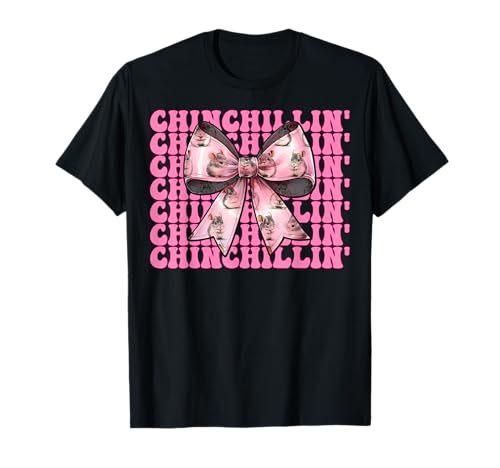 Chinchillin' Lustige Chinchilla Pet Girl Mom Coquette Bow T-Shirt von Womens Pink Coquette Bow Chinchilla Pet Gifts