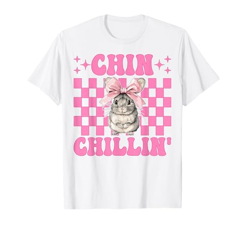 Chinchillin' Lustige Chinchilla Pet Girl Mom Coquette Bow T-Shirt von Womens Pink Coquette Bow Chinchilla Pet Gifts