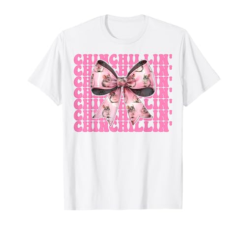 Chinchillin' Lustige Chinchilla Pet Girl Mom Coquette Bow T-Shirt von Womens Pink Coquette Bow Chinchilla Pet Gifts