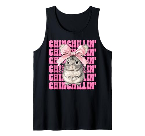 Chinchillin' Lustige Chinchilla Pet Girl Mom Coquette Bow Tank Top von Womens Pink Coquette Bow Chinchilla Pet Gifts