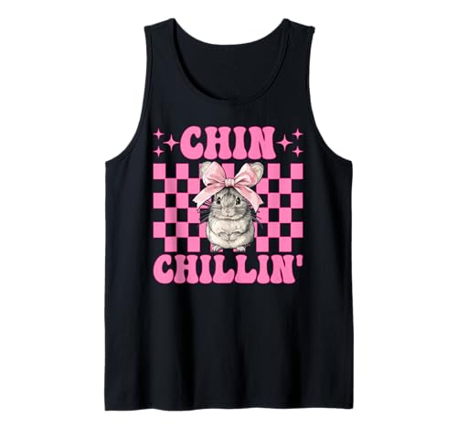 Chinchillin' Lustige Chinchilla Pet Girl Mom Coquette Bow Tank Top von Womens Pink Coquette Bow Chinchilla Pet Gifts