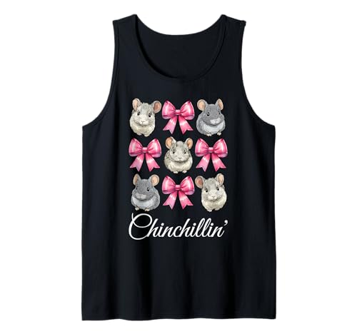 Chinchillin' Lustige Chinchilla Pet Girl Mom Coquette Bow Tank Top von Womens Pink Coquette Bow Chinchilla Pet Gifts