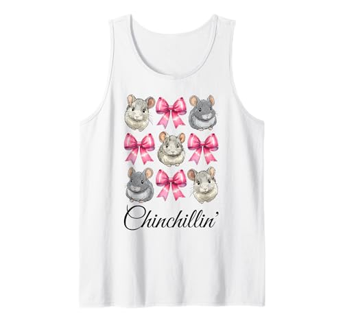 Chinchillin' Lustige Chinchilla Pet Girl Mom Coquette Bow Tank Top von Womens Pink Coquette Bow Chinchilla Pet Gifts