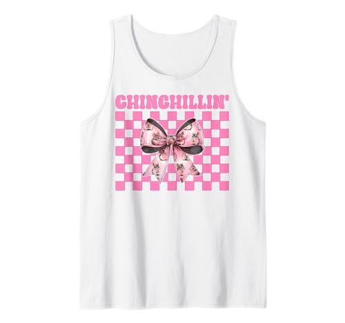 Chinchillin' Lustige Chinchilla Pet Girl Mom Coquette Bow Tank Top von Womens Pink Coquette Bow Chinchilla Pet Gifts