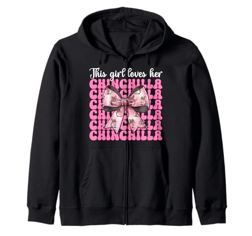 Dieses Mädchen liebt ihren Chinchilla-Pet Pink Coquette Bow Kapuzenjacke von Womens Pink Coquette Bow Chinchilla Pet Gifts
