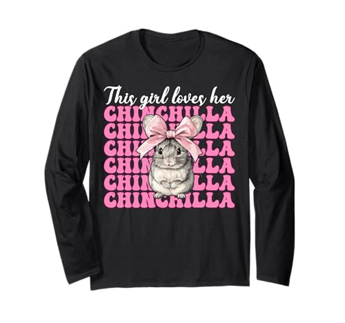 Dieses Mädchen liebt ihren Chinchilla-Pet Pink Coquette Bow Langarmshirt von Womens Pink Coquette Bow Chinchilla Pet Gifts