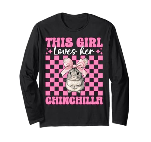 Dieses Mädchen liebt ihren Chinchilla-Pet Pink Coquette Bow Langarmshirt von Womens Pink Coquette Bow Chinchilla Pet Gifts
