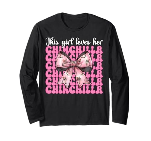 Dieses Mädchen liebt ihren Chinchilla-Pet Pink Coquette Bow Langarmshirt von Womens Pink Coquette Bow Chinchilla Pet Gifts