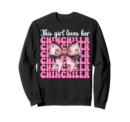Dieses Mädchen liebt ihren Chinchilla-Pet Pink Coquette Bow Sweatshirt Dieses Mädchen liebt ihren Chinchilla-Pet Pink Coquette Bow Sweatshirt von Womens Pink Coquette Bow Chinchilla Pet Gifts