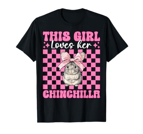 Dieses Mädchen liebt ihren Chinchilla-Pet Pink Coquette Bow T-Shirt von Womens Pink Coquette Bow Chinchilla Pet Gifts
