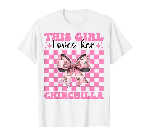 Dieses Mädchen liebt ihren Chinchilla-Pet Pink Coquette Bow T-Shirt von Womens Pink Coquette Bow Chinchilla Pet Gifts