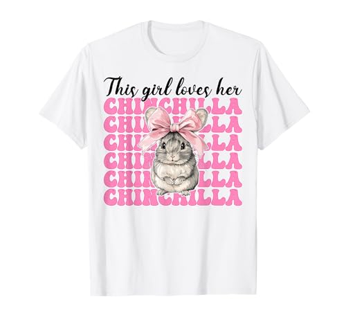 Dieses Mädchen liebt ihren Chinchilla-Pet Pink Coquette Bow T-Shirt von Womens Pink Coquette Bow Chinchilla Pet Gifts