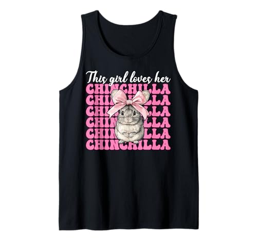 Dieses Mädchen liebt ihren Chinchilla-Pet Pink Coquette Bow Tank Top von Womens Pink Coquette Bow Chinchilla Pet Gifts