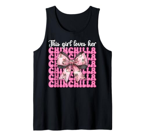Dieses Mädchen liebt ihren Chinchilla-Pet Pink Coquette Bow Tank Top von Womens Pink Coquette Bow Chinchilla Pet Gifts
