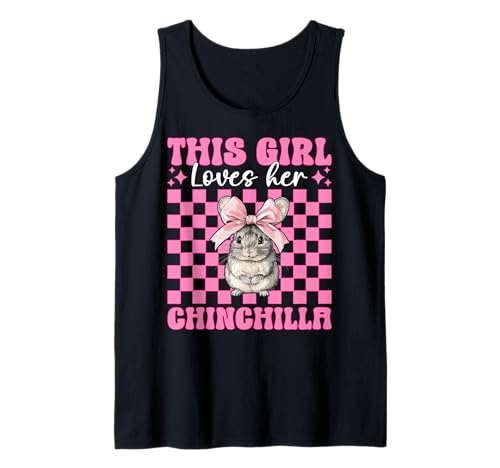 Dieses Mädchen liebt ihren Chinchilla-Pet Pink Coquette Bow Tank Top von Womens Pink Coquette Bow Chinchilla Pet Gifts