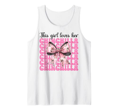 Dieses Mädchen liebt ihren Chinchilla-Pet Pink Coquette Bow Tank Top von Womens Pink Coquette Bow Chinchilla Pet Gifts