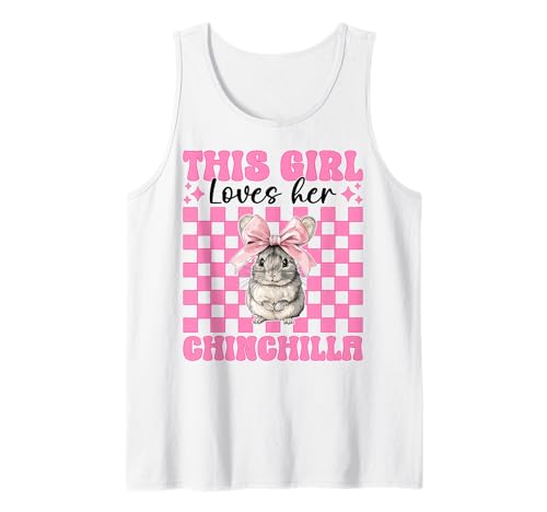 Dieses Mädchen liebt ihren Chinchilla-Pet Pink Coquette Bow Tank Top von Womens Pink Coquette Bow Chinchilla Pet Gifts