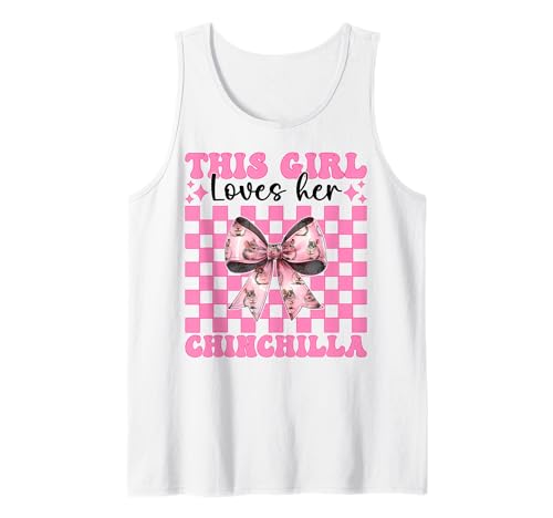 Dieses Mädchen liebt ihren Chinchilla-Pet Pink Coquette Bow Tank Top von Womens Pink Coquette Bow Chinchilla Pet Gifts