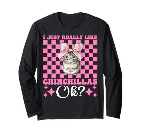 Ich mag Chinchillas Chinchilla Pet Girl Mom einfach sehr Langarmshirt von Womens Pink Coquette Bow Chinchilla Pet Gifts