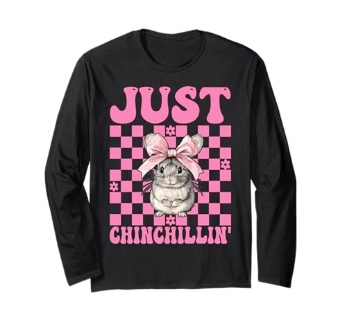 Just Chinchillin' Lustige Chinchilla Pet Girl Mom Kokette Schleife Langarmshirt Just Chinchillin' Lustige Chinchilla Pet Girl Mom Kokette Schleife Langarmshirt von Womens Pink Coquette Bow Chinchilla Pet Gifts