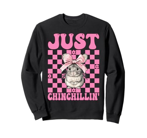 Just Chinchillin' Lustige Chinchilla Pet Girl Mom Kokette Schleife Sweatshirt von Womens Pink Coquette Bow Chinchilla Pet Gifts