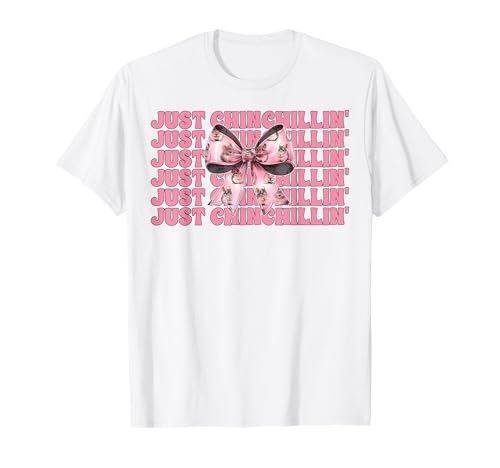 Just Chinchillin' Lustige Chinchilla Pet Girl Mom Kokette Schleife T-Shirt von Womens Pink Coquette Bow Chinchilla Pet Gifts