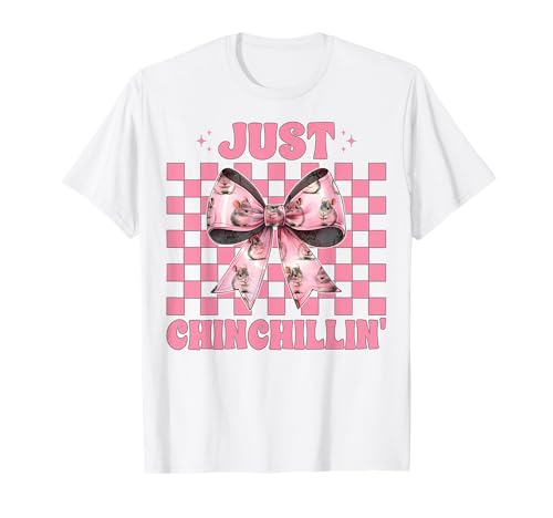 Just Chinchillin' Lustige Chinchilla Pet Girl Mom Kokette Schleife T-Shirt von Womens Pink Coquette Bow Chinchilla Pet Gifts