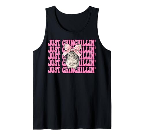 Just Chinchillin' Lustige Chinchilla Pet Girl Mom Kokette Schleife Tank Top von Womens Pink Coquette Bow Chinchilla Pet Gifts