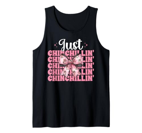 Just Chinchillin' Lustige Chinchilla Pet Girl Mom Kokette Schleife Tank Top von Womens Pink Coquette Bow Chinchilla Pet Gifts