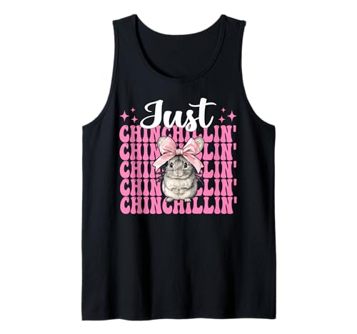 Just Chinchillin' Lustige Chinchilla Pet Girl Mom Kokette Schleife Tank Top von Womens Pink Coquette Bow Chinchilla Pet Gifts