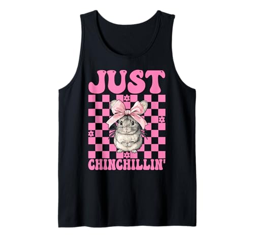 Just Chinchillin' Lustige Chinchilla Pet Girl Mom Kokette Schleife Tank Top von Womens Pink Coquette Bow Chinchilla Pet Gifts
