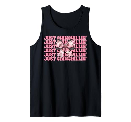 Just Chinchillin' Lustige Chinchilla Pet Girl Mom Kokette Schleife Tank Top von Womens Pink Coquette Bow Chinchilla Pet Gifts