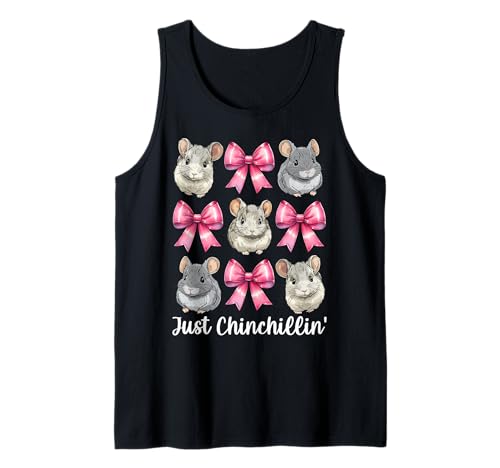 Just Chinchillin' Lustige Chinchilla Pet Girl Mom Kokette Schleife Tank Top von Womens Pink Coquette Bow Chinchilla Pet Gifts