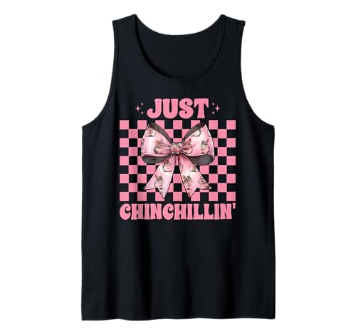 Just Chinchillin' Lustige Chinchilla Pet Girl Mom Kokette Schleife Tank Top von Womens Pink Coquette Bow Chinchilla Pet Gifts