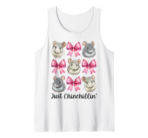 Just Chinchillin' Lustige Chinchilla Pet Girl Mom Kokette Schleife Tank Top von Womens Pink Coquette Bow Chinchilla Pet Gifts
