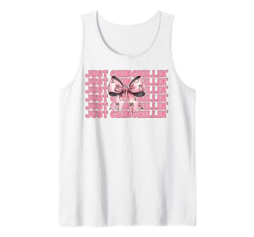 Just Chinchillin' Lustige Chinchilla Pet Girl Mom Kokette Schleife Tank Top von Womens Pink Coquette Bow Chinchilla Pet Gifts