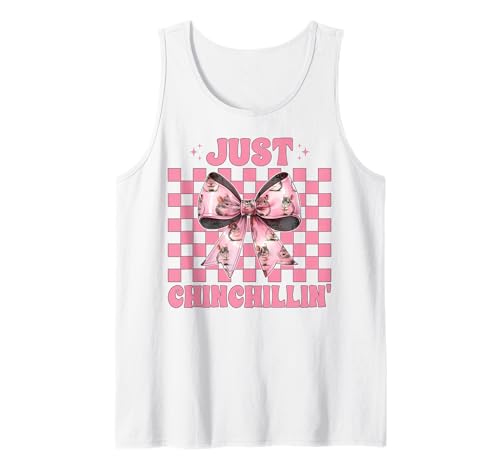 Just Chinchillin' Lustige Chinchilla Pet Girl Mom Kokette Schleife Tank Top von Womens Pink Coquette Bow Chinchilla Pet Gifts
