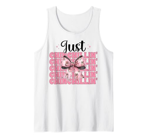 Just Chinchillin' Lustige Chinchilla Pet Girl Mom Kokette Schleife Tank Top von Womens Pink Coquette Bow Chinchilla Pet Gifts