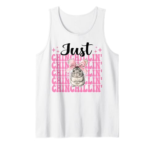 Just Chinchillin' Lustige Chinchilla Pet Girl Mom Kokette Schleife Tank Top von Womens Pink Coquette Bow Chinchilla Pet Gifts