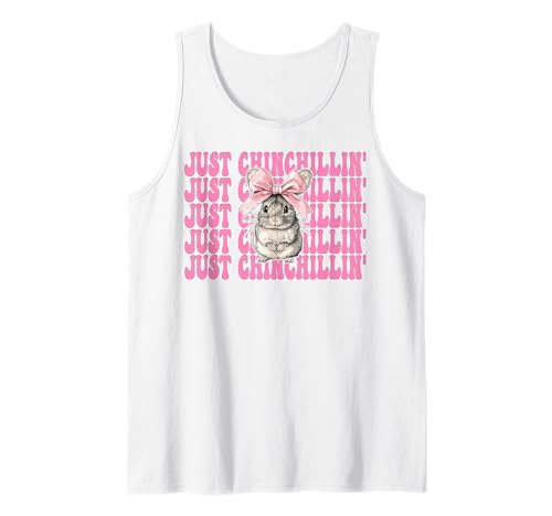 Just Chinchillin' Lustige Chinchilla Pet Girl Mom Kokette Schleife Tank Top von Womens Pink Coquette Bow Chinchilla Pet Gifts