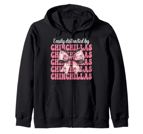 Leicht abgelenkt von Chinchillas Chinchilla Pet Girl Mom Kapuzenjacke von Womens Pink Coquette Bow Chinchilla Pet Gifts